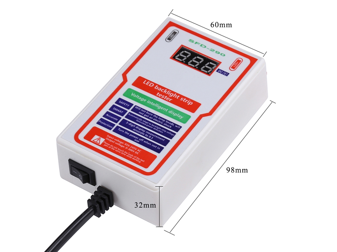 Testador de Circuito YURU com Retroiluminação LED, 0-300V, para Fita LED e Lâmpadas