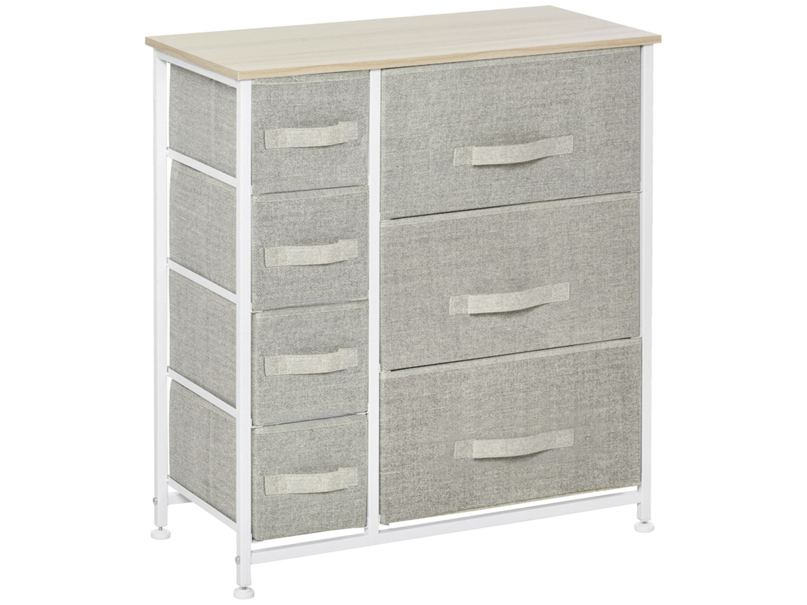 Cômoda Cinza 7 Gavetas Tecido, Multifuncional Para Quarto E Corredor