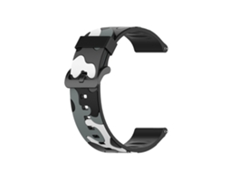 Pulseira de silicone ajustável para relógio solar LS05 em camuflagem vermelha, cinza, azul e marrom-claro dourado.