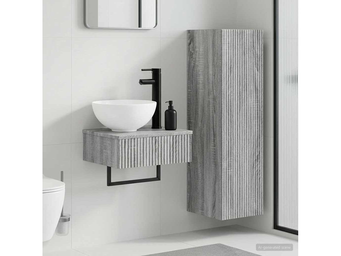 Vidaxl Conjunto De Móveis Para Banheiro 2 Unid. Sonoma Cinzento