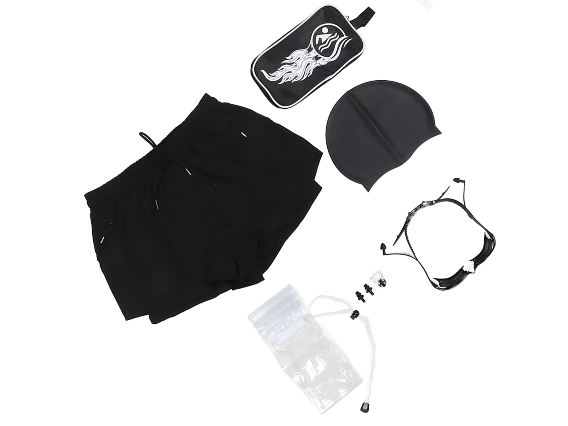 Kit De Shorts De Natação Para Homem Com Chapéu Óculos Bolsa À Prova D'água Tapas De Ouvido Xl