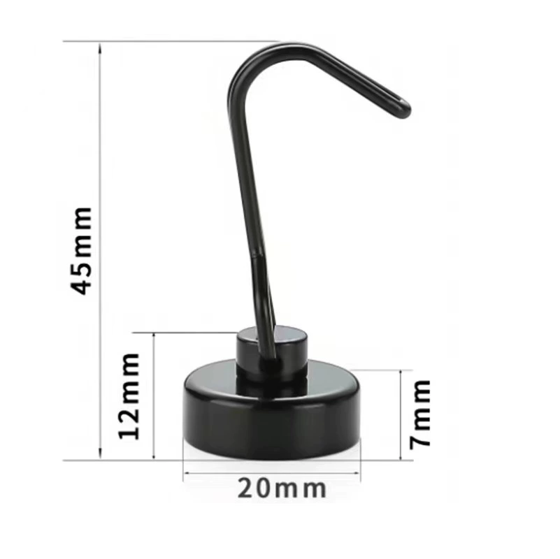 Gancho Magnético Giratório 360°, Preto, G25, Capacidade De 0 A 18 Kg, Instalação Sem Furos.
