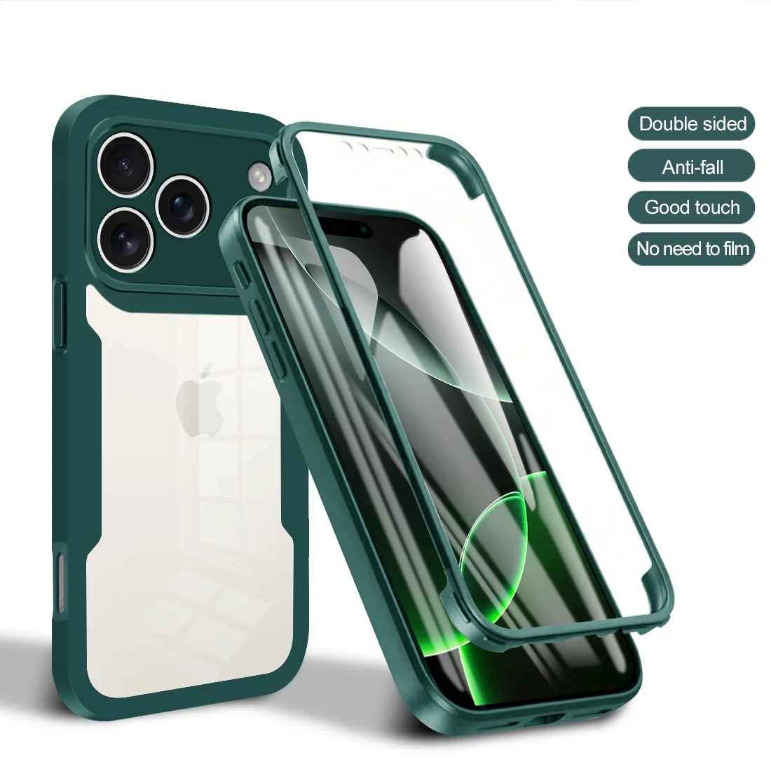 (verde, Iphone 15 Plus) Capa De Celular Ultrafina E Transparente De Luxo, Com Proteção Total De 360° Contra Quedas.