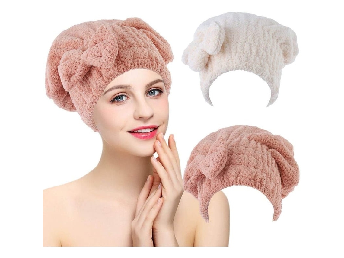 2026-2 Gorros De Toalla De Microfibra Rosa Para Secado Rápido De Cabello