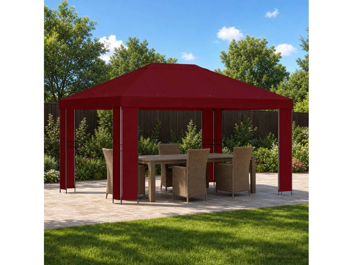 Vidaxl Gazebo 4 × 3 M Borgonha Poliéster E Aço 190 Gsm
