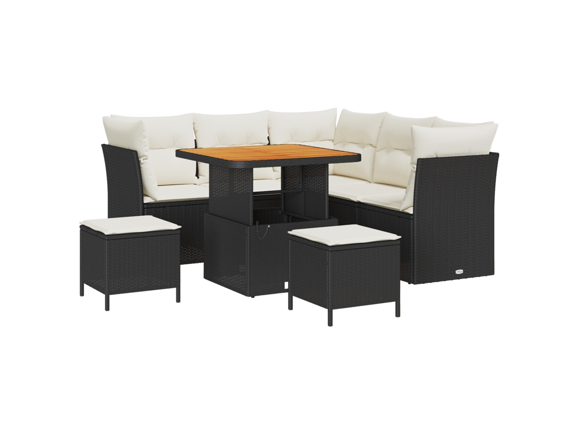 Conjunto 8 Conjunto De Sofá De Jardim Vidaxl Preto Vime Pe (80 X 80 X 71 Cm)