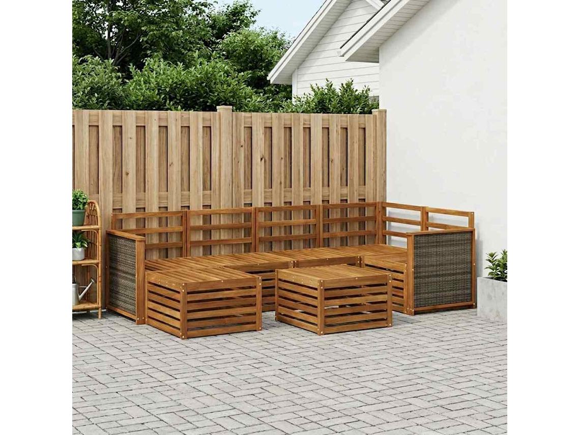 Vidaxl Conjunto De Sofá Sectional 6 Pcs Natural