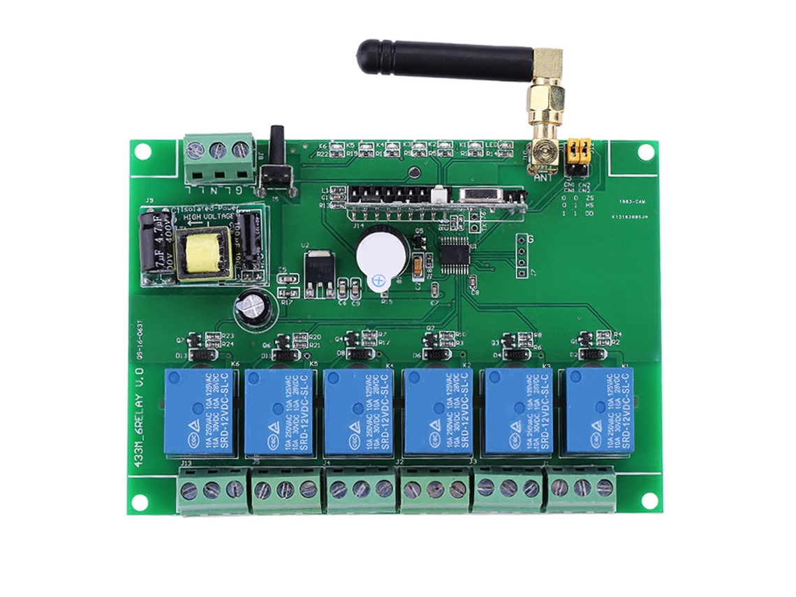 Laxiscreed Módulo De Relé Rf De 6 Canais Para Controlo Remoto 110-240v