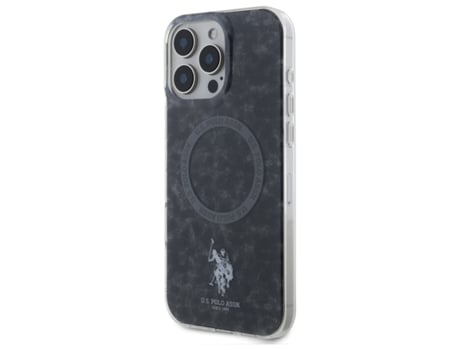 Capa Magsafe para iPhone 16 Pro USPOLO Pele Sintética Preto
