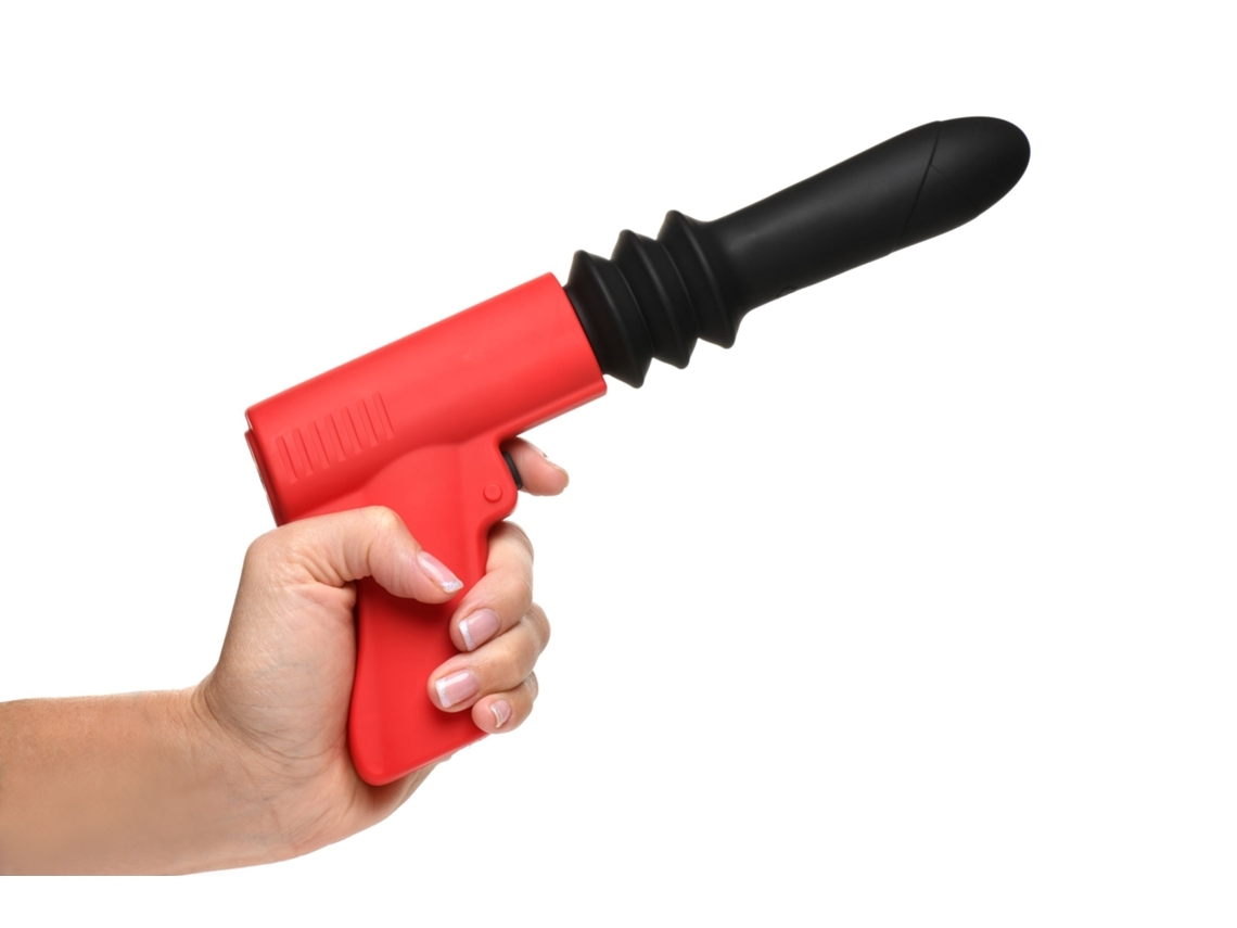 Black/red Cannon Vibrator With Thrusting Motion.