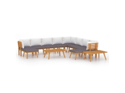 Maison Exclusive - 12 Pcs Conjunto Lounge De Jardim C/ Almofadões Acácia Maciça