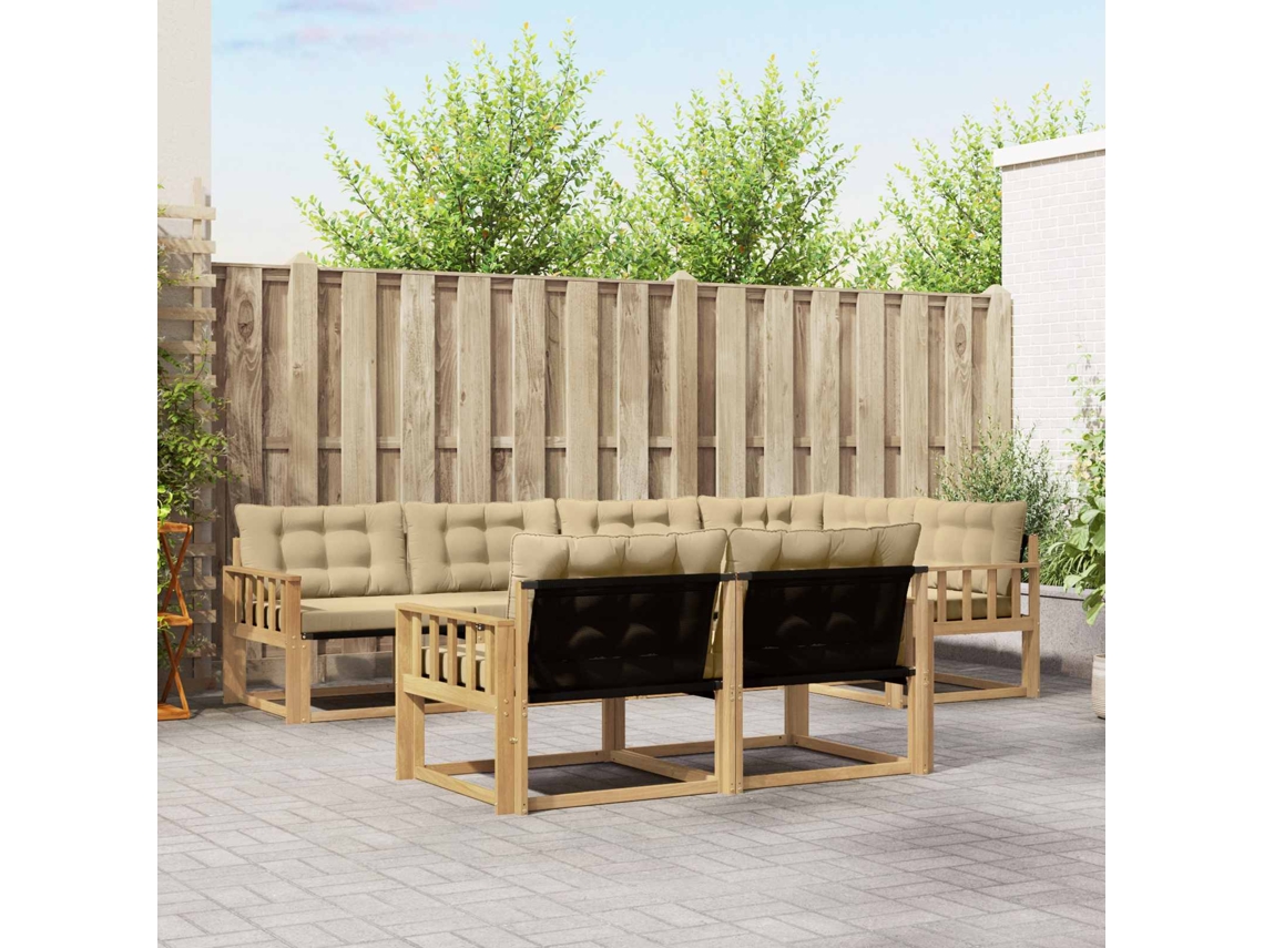 Vidaxl Conjunto De Sofás Para Exterior 7 Unid. Branco E Bege