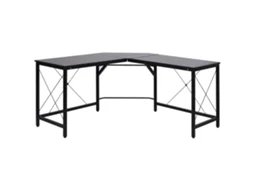 Secretária Em Forma de L Melamina de Madeira e Metal Cor Preto 150x150x76 cm Homcom