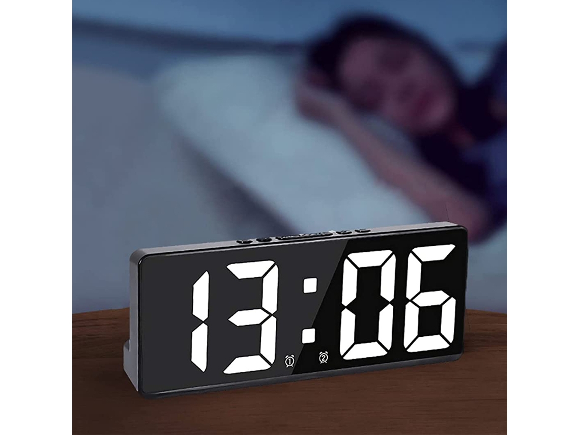 Despertador digital para quarto, com temperatura ajustável. Brilvibera