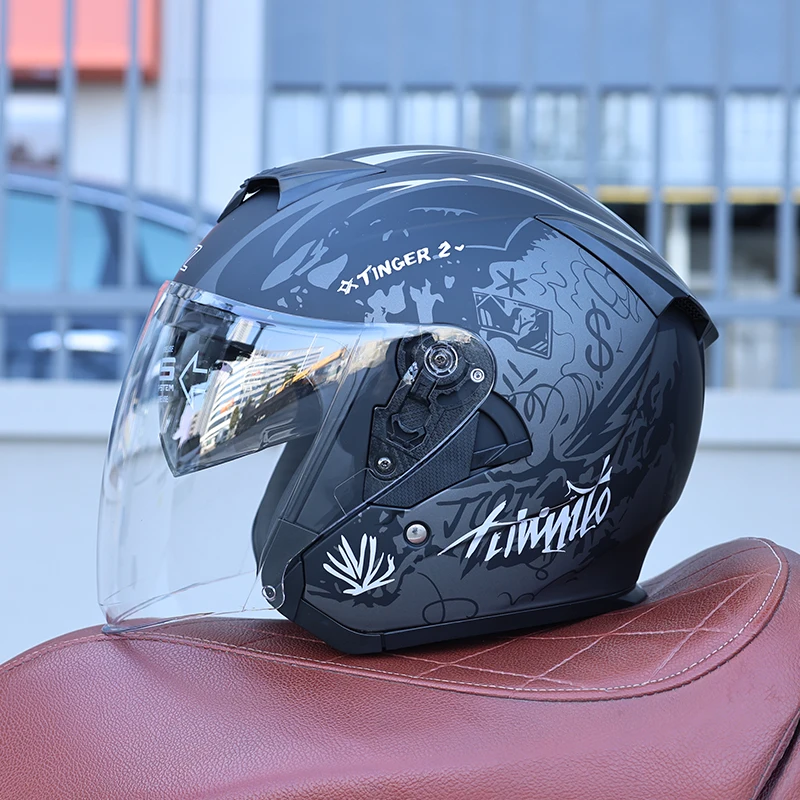 (s) Capacete De Motocicleta 3/4 Com Certificação Dot, Casco Em Abs E Forro Confortável.