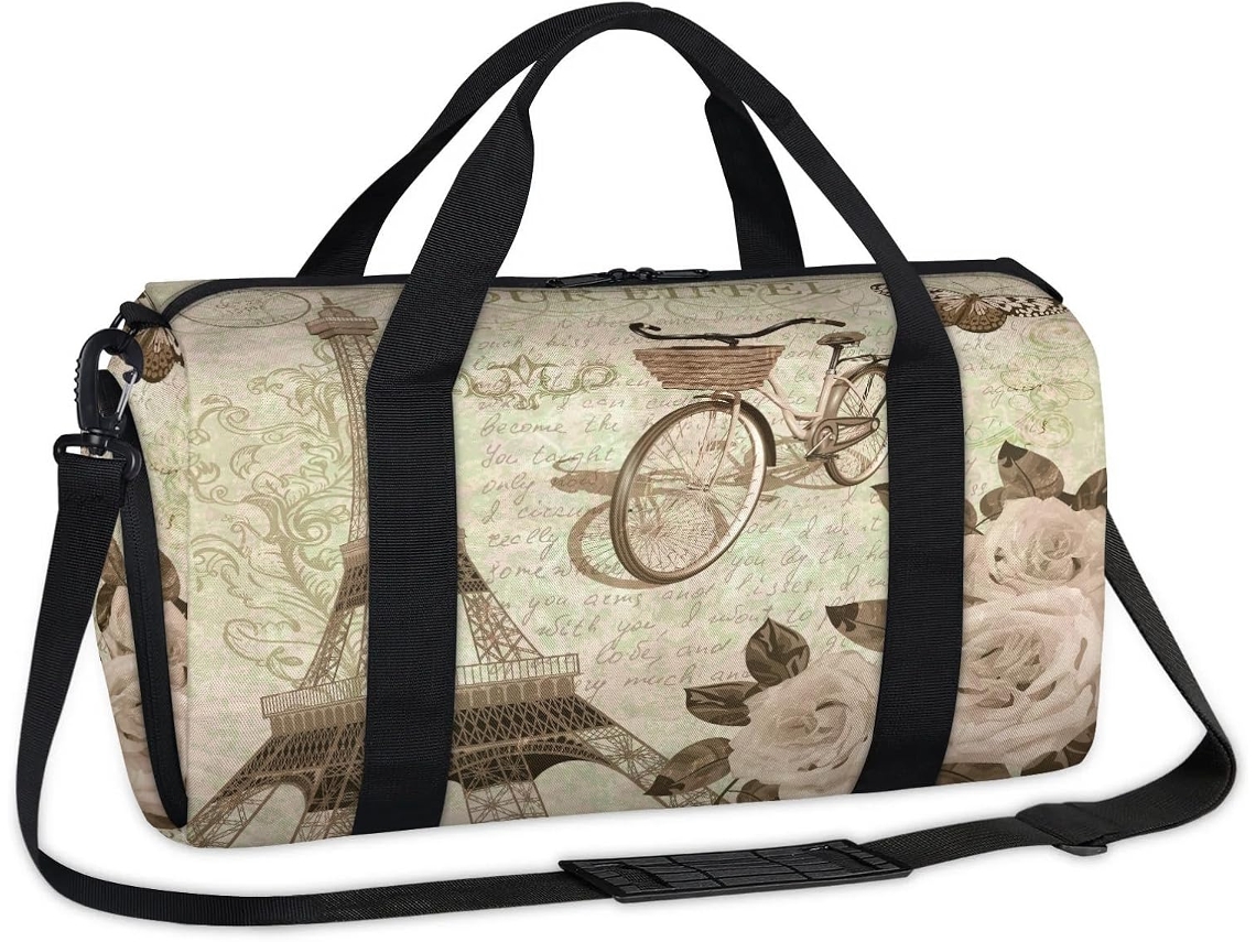 Bolsa Esportiva Vintage com Estampa de Cartão postal Paris Tecido Poliéste 45 X 21 5 23 Cm Pa Ca Design Du