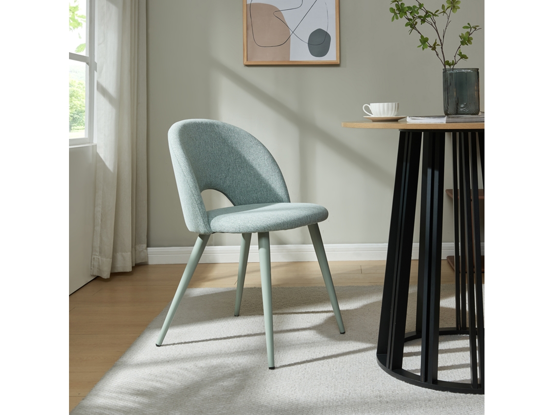 Conjunto de 4 Cadeiras Jantar Tecido e Metal 77x50x55 cm EN.CASA