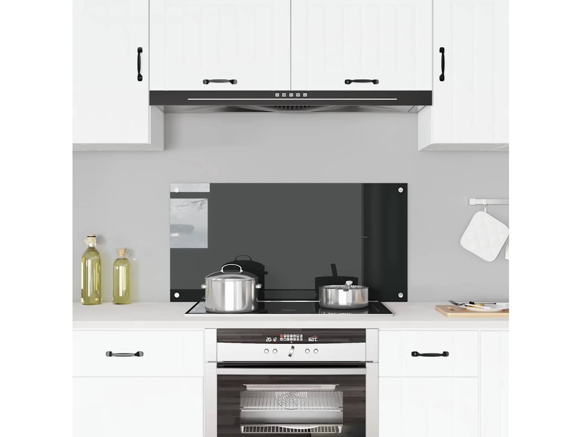 Vidaxl Painel Anti-salpicos De Cozinha 100x50 Cm Vidro Temperado Preto