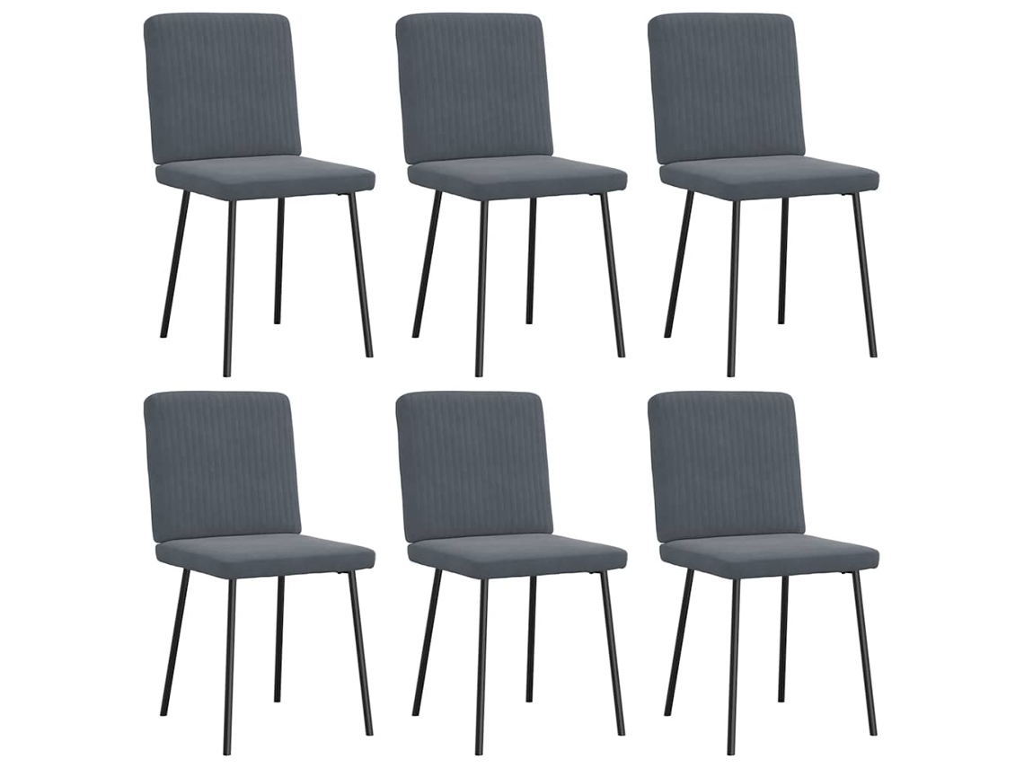 Vidaxl Cadeiras De Jantar 6 Pcs Veludo Cinzento-escuro