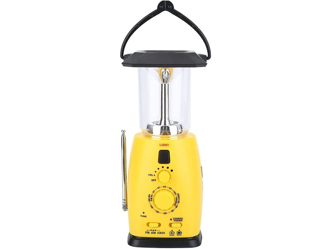 Lanterna De Camping Com Led,solar Recarregável,manivela E Rádio Am/fm
