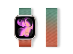 Bracelete para Apple Watch 42/41/40/38mm Aço Inoxidável Magnético Milanese Loop Verde e Laranja Degradê XIAOMOYU