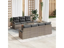 Vidaxl Conjunto De Sofá De Jardim 8 Unid. Cinzeto Vime Pe