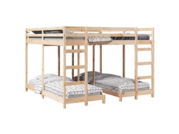 Estrutura de Cama Beliche Tripla Natural 80/200x200 cm MAISON EXCLUSIVE