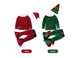 Conjunto Natalino Para Crianças Laxiscreed Em Veludo Coral Com Blusa De Manga Longa E Calças Flauta