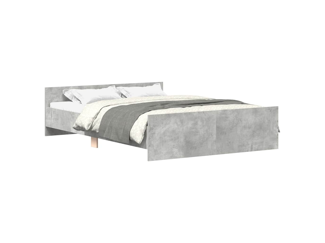 Bed Frame, Bed Frames Vidaxl Cinzeto Madeira Processada (140 X 200 Cm)
