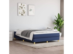 Cama Com Molas/colchão 140x190 Cm Tecido Azul