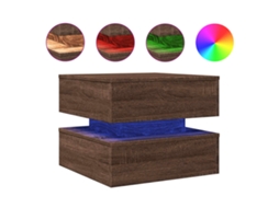 Mesa de Centro com Luzes Led Carvalho Castanho MAISON EXCLUSIVE (50x50x40 cm)