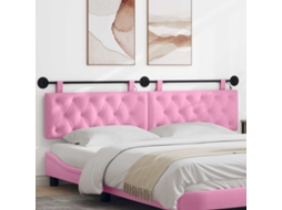 Vidaxl Cabeceira Suspensa Com Luz Led Rosa Tecido