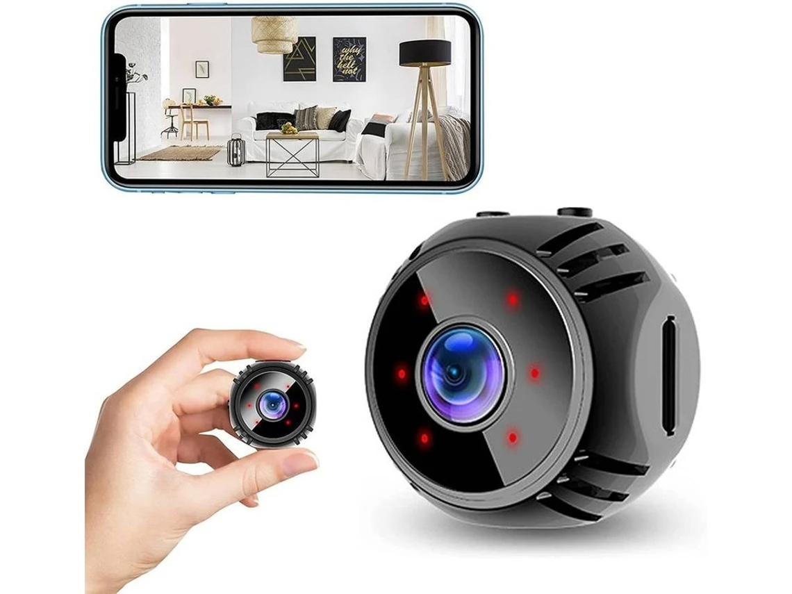 Mini câmera espiã Wi-Fi 1080p HD visão noturna detecção de movimento microfone preto Bestvite