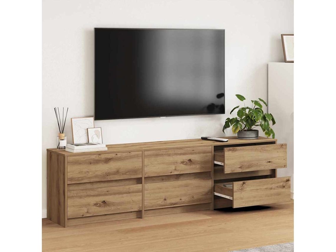Vidaxl Unidades de Tv 2 Pcs Carvalho Artesanal 180 X 34 X 50 Cm