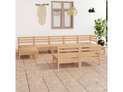 Vidaxl 9 Pcs Conjunto Lounge De Jardim Pinho Maciço