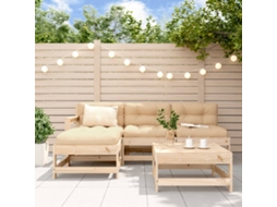 Vidaxl 5 Pcs Conjunto Lounge de Jardim Madeira de Pinho Maciça