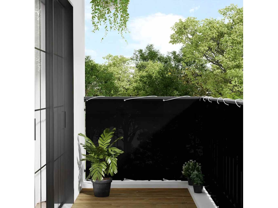Vidaxl Tela De Varanda 120x800 Cm 100% Poliéster Oxford Preto