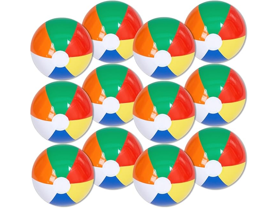Bolas De Praia Arco-íris (pacote Com 12), Brinquedos Banho Infláveis ​​de 4,27 M -aquaforge