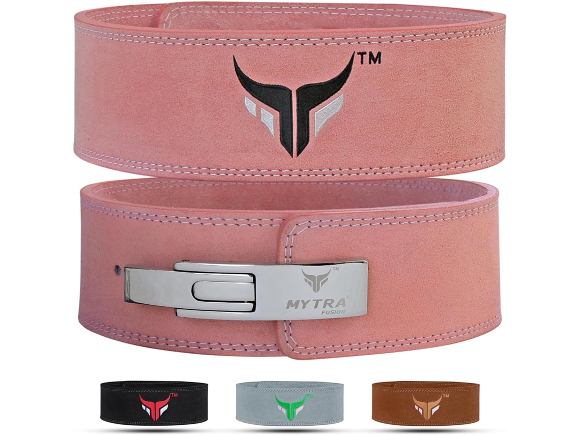 Mytra Fusion Cinto Musculação L-2 Lever Belt Couro Genuíno - Rosa L