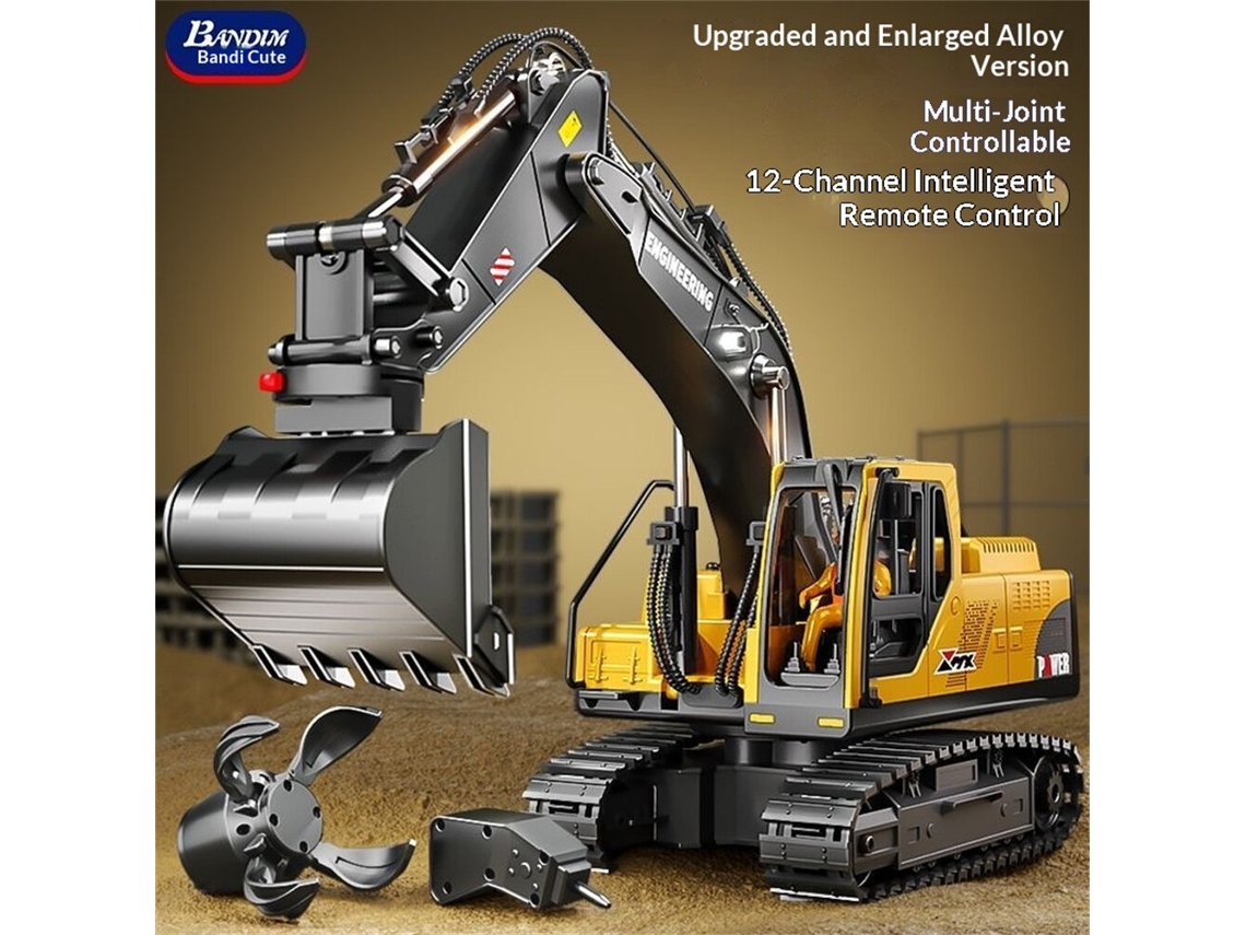 Escavadeira Rc 3 em 1 Zmx Z6833yg Rtr 1/14 2.4g 14ch Liga Metálica Luz Led Som 680° Engenharia Coleção Presente Meninos MDUG