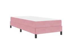 Cama Com Estrado E Colchão Vidaxl Rosa Veludo (100x220 Cm)
