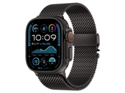Bracelete para Apple Watch 46/49/45/44mm Aço Inoxidável Milan com Fecho de Malha Grossa Preto XIAOMOYU