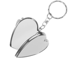 Espelho Compacto Em Formato De Coração, Em Metal Prateado, Leve E Portátil, Ideal Para Viagens E Maquiagem.