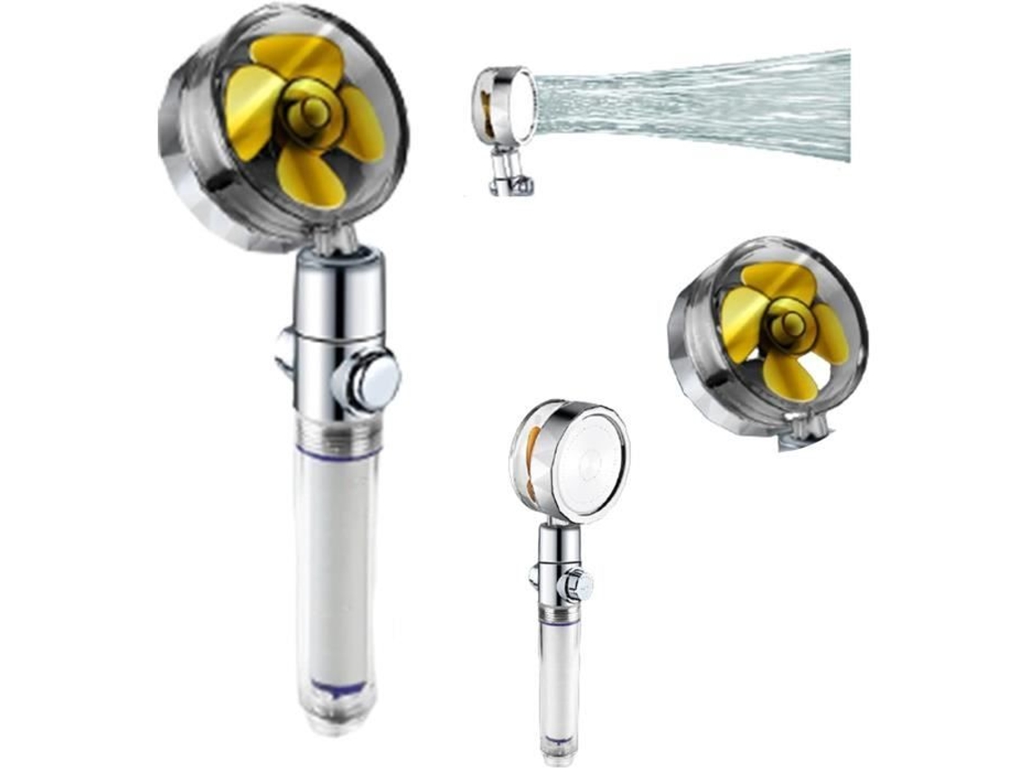Chuveiro turbo giratório de 360 graus, cabeça de chuveiro com ventilador turbo de alta pressão, cabeça de chuveiro turbo, cabeça de chuveiro -ouro
