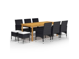 Conjunto Jantar 11 Peças Para Jardim Preto Dkd Home Decor