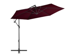 Vidaxl Guarda-sol De Jardim Cantilever C/ Poste Alumínio 300 Cm Bordô