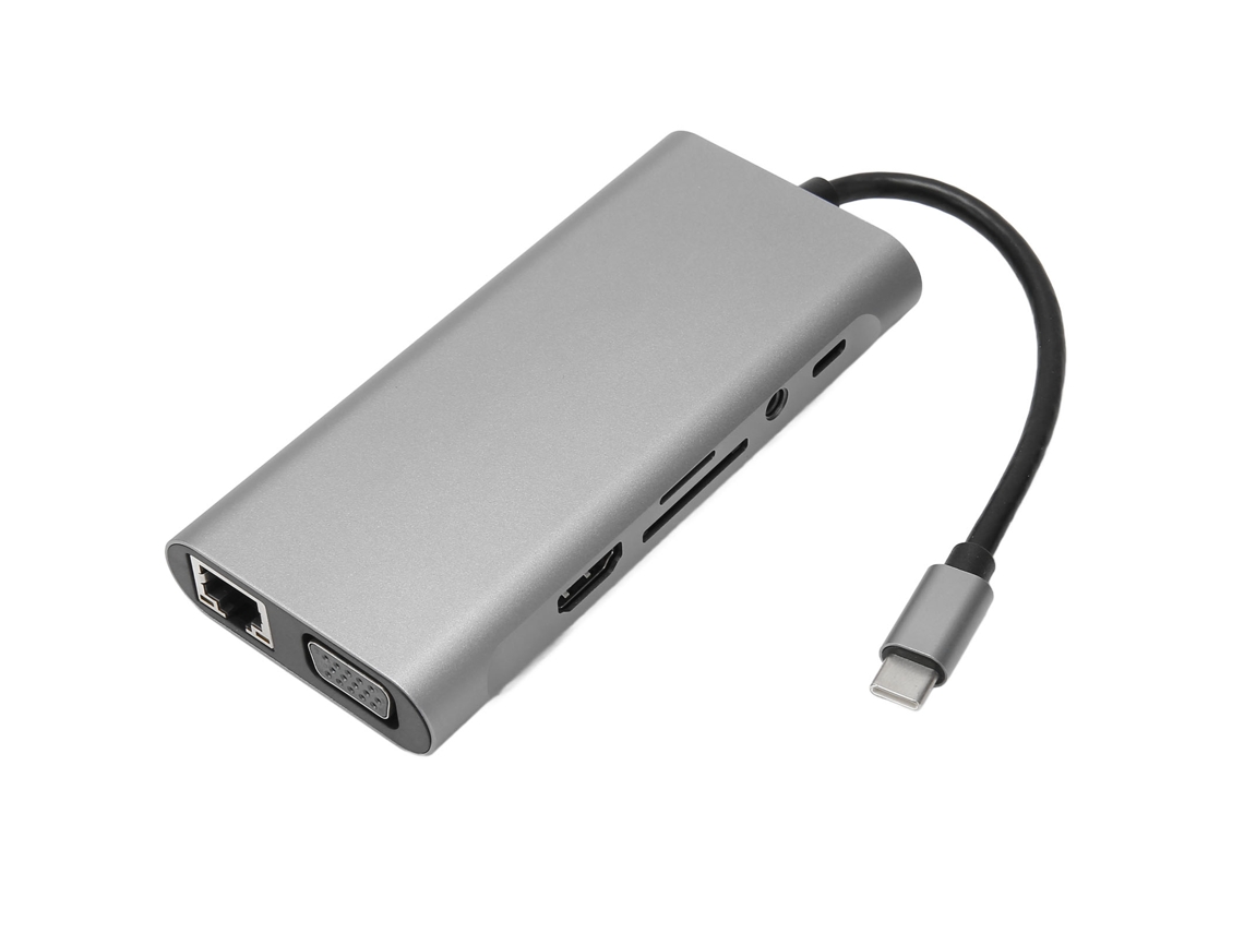 Hub Usb C 11 Em 1 Adaptador De Expansão Dock Type C Com Transmissão Vga Pd 5gbps
