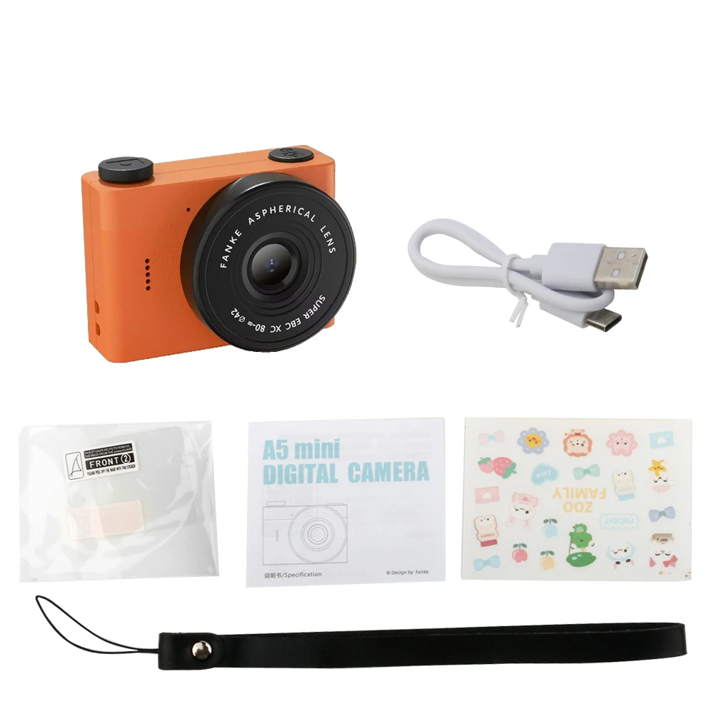 Mini Câmera Digital 720p com Tela, Filmadora Infantil, Gravador Dv MDUG (laranja 8 Gb)