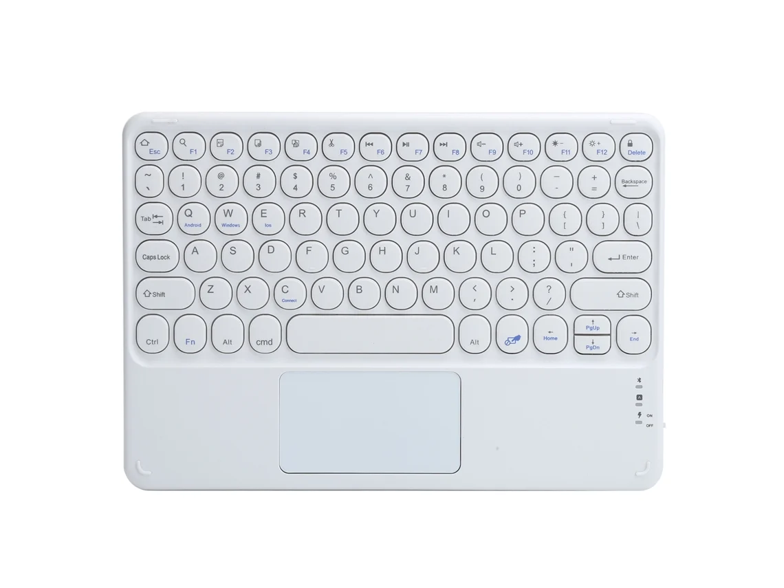 Teclado Bluetooth Externo (cor Tática) Com Teclas Redondas, Teclado Sem Fio Multifuncional Com Touchpad E Bateria Integrada
