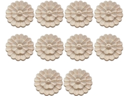 Aplique Decorativo Artesanal Em Madeira Com Motivos Florais Para Parede E Móveis, Ideal Para Embelezar A Decoração Da